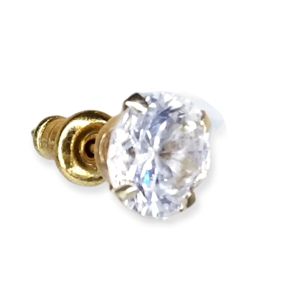 JTS Single 10K Gold Brilliant Cut Cubic Zirconia Stud Earring EUC - Picture 5 of 9